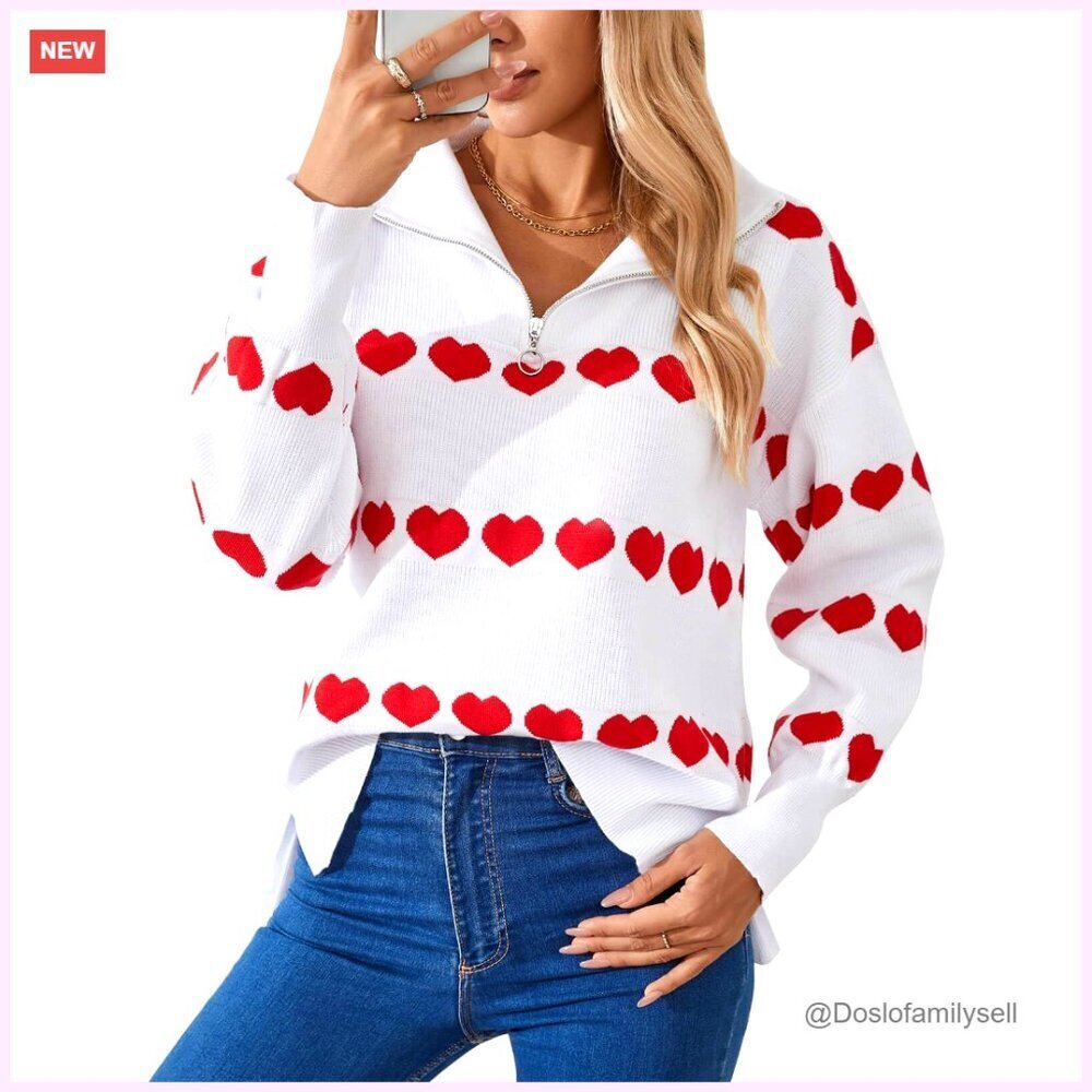 Half Zip Pullover Sweater Long Sleeve Side Split Knit Chic Y2K Minimal